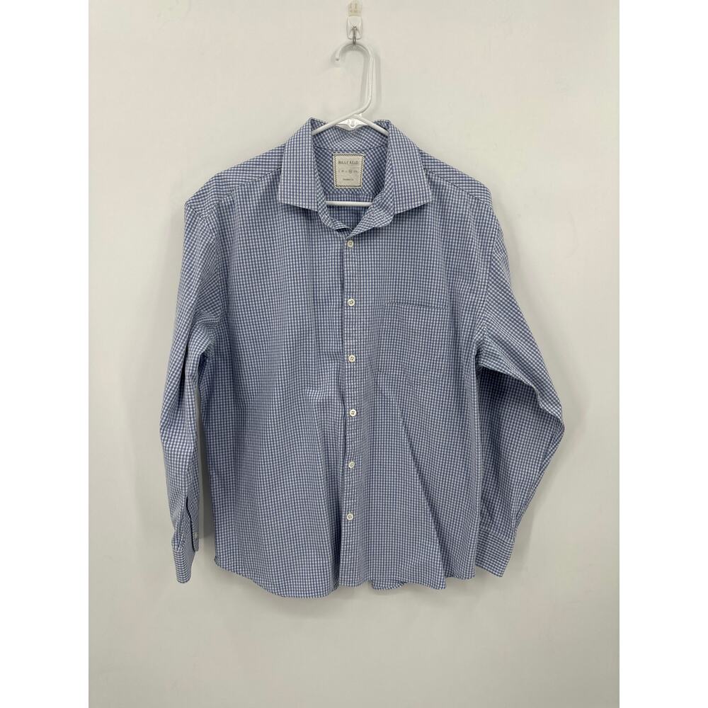 Billy Reid Standard Cut button front long sleeve blue/white gingham shirt XL